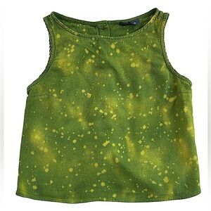 ModCloth just my luck green linen, thrashed, grunge button down back tank XS